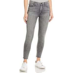 Mother Looker Ankle Fray Skinny Jeans in All Nighter Gray Denim